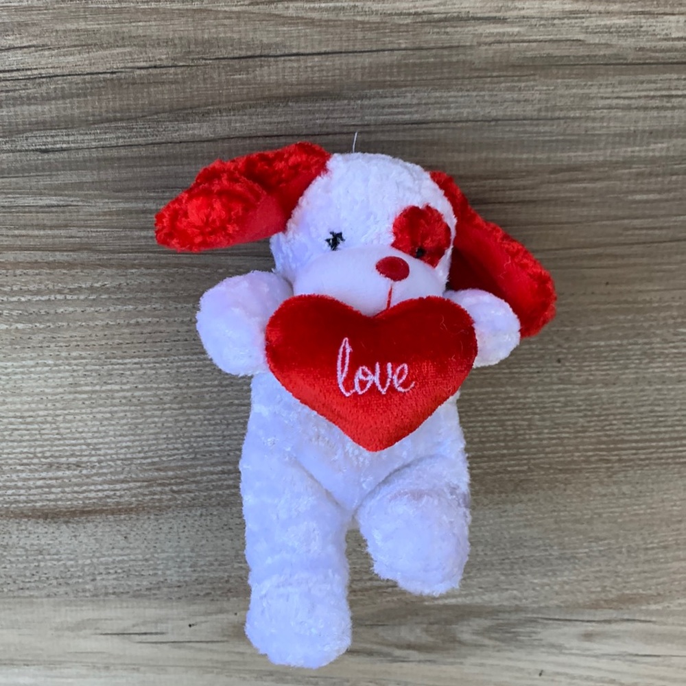 Red Bullseye Spot dog Valentine plush Love Red Heart Commonwealth toy novelty